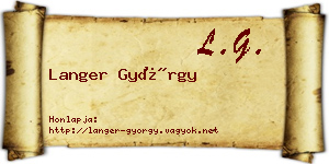 Langer György névjegykártya