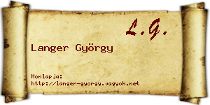 Langer György névjegykártya